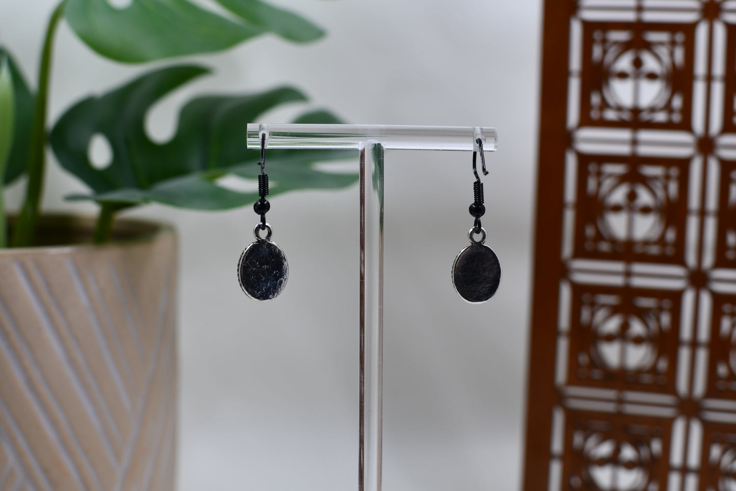 White Era Mini Cameo Silhouette Dangle Earrings