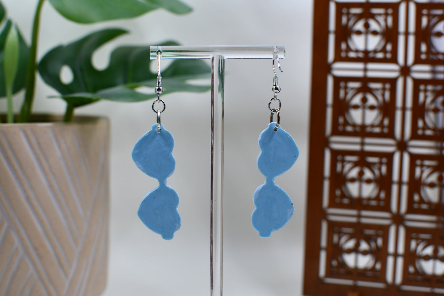 Light Blue Era Heart-Shaped Sunglasses Dangle Earrings