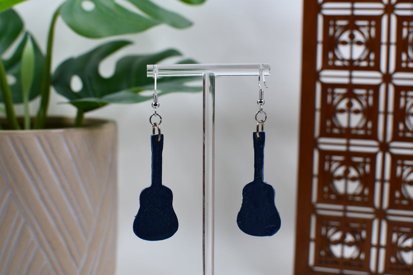 Blue Era Glittery Star Guitar Dangle Earrings
