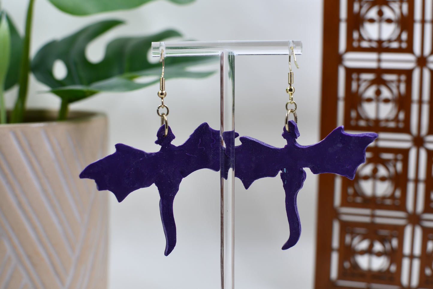 Purple Era Fighting Dragons Dangle Earrings