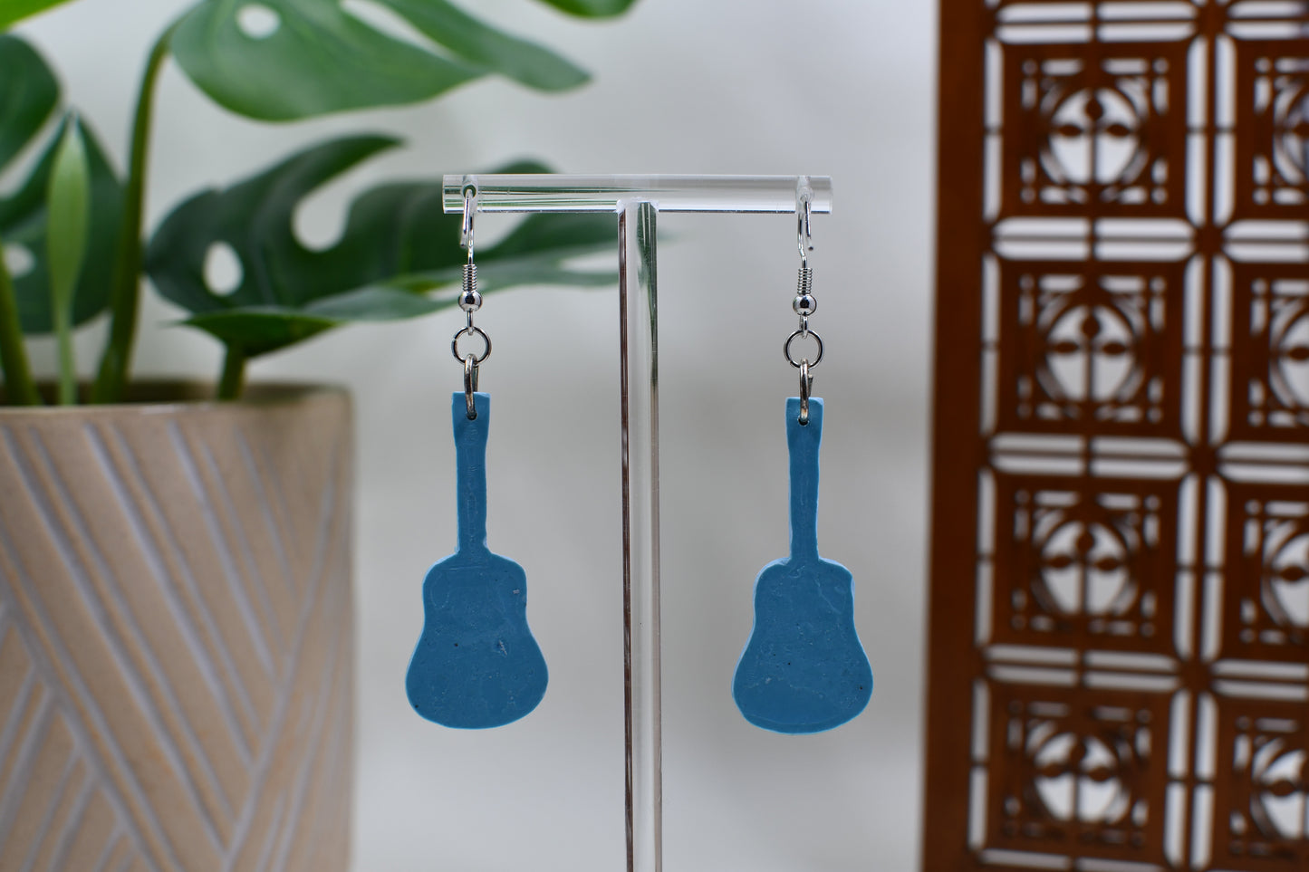 Light Blue Era Seagull Guitar Dangle Earrings