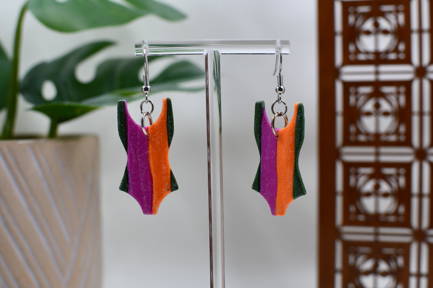 Blue Era Hero Striped Bodysuit Dangle Earrings