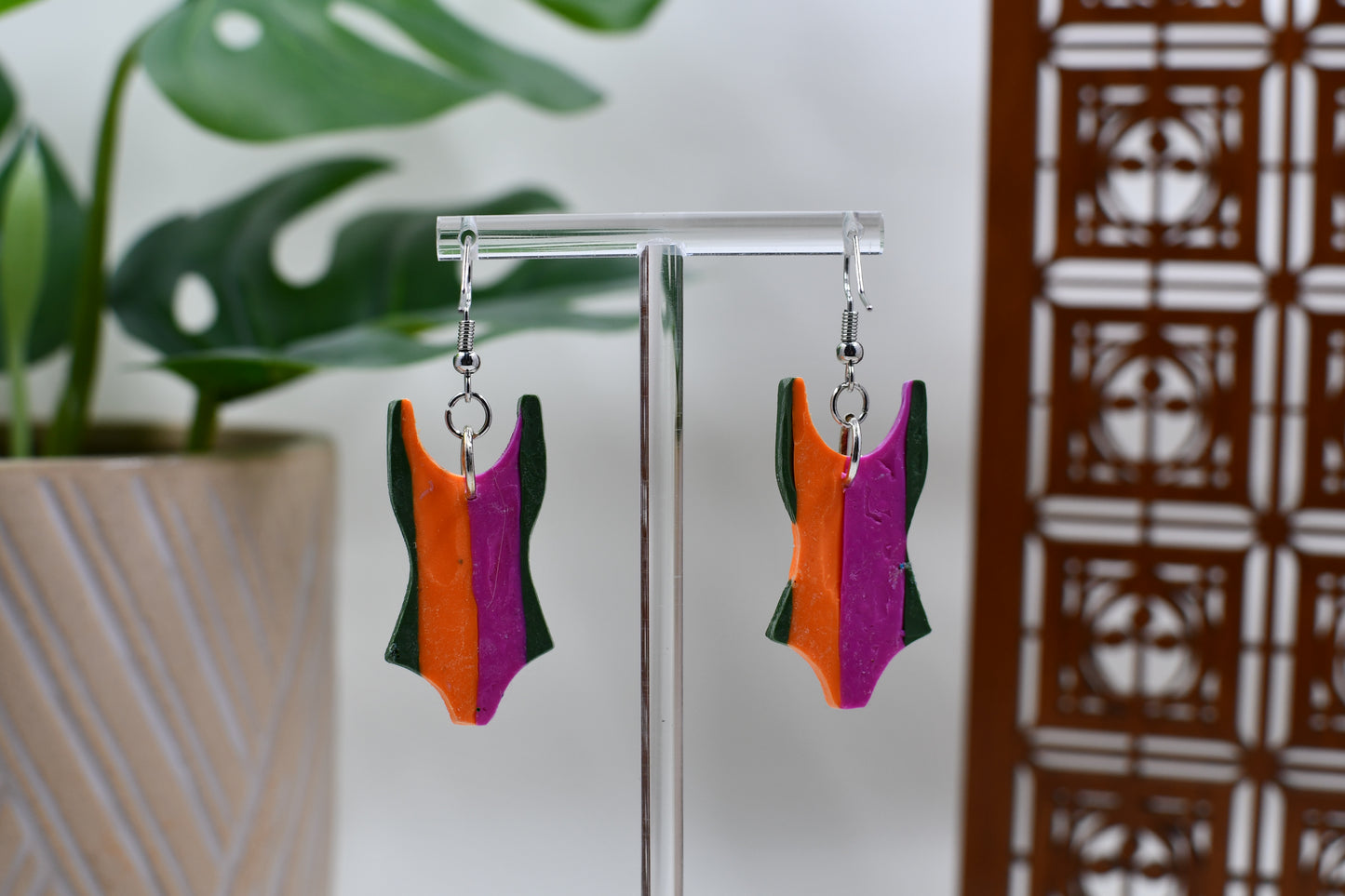 Blue Era Hero Striped Bodysuit Dangle Earrings