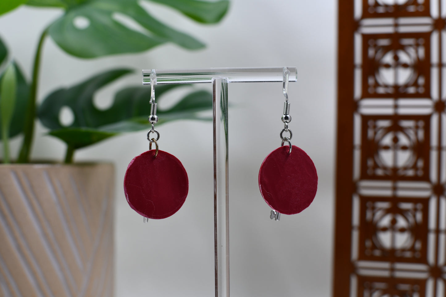 Red Era Fuck the Patriarchy Silver Print Keychain Dangle Earrings