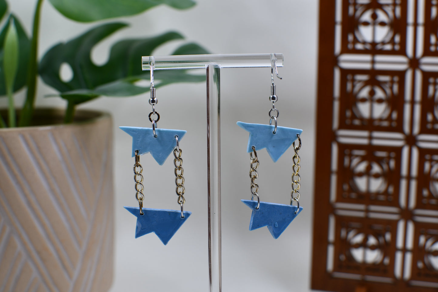 Light Blue Era Two Paper Airplanes Dangle Earrings