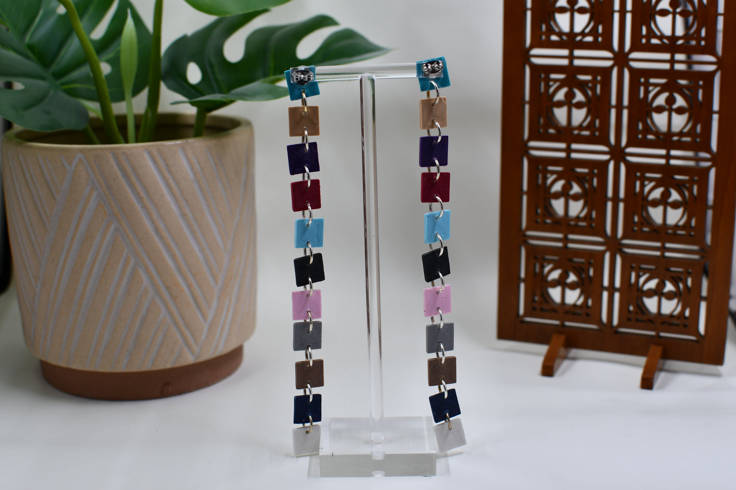 Era Discography Square Drop Stud Earrings