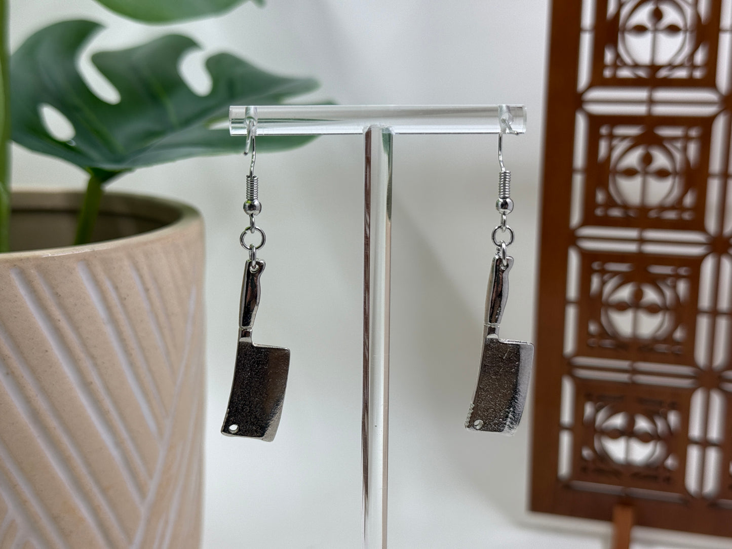 Spooky Cleaver Knife Dangle Earrings