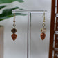 Autumn Orange Leaf and Gold Medallion Dangle Earrings