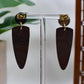 Tan/Brown Patchwork Dagger Drop Stud Earrings
