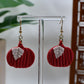Orange Knit Textured Pumpkin Dangle Earrings