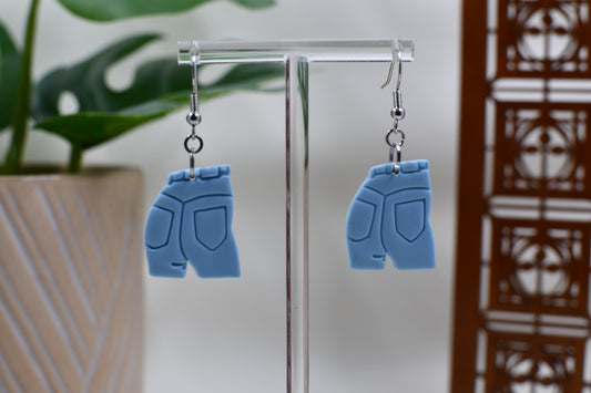 Light Wash Mom Jeans Butt Dangle Earrings