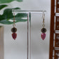 Gold Medallion Dangle Earrings with Red Leaf Charm