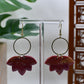 Autumn Marbled Lotus Leaf Dangle Earrings with Gold Circle Accent