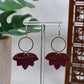Autumn Marbled Lotus Leaf Dangle Earrings with Gold Circle Accent