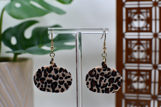 Leopard Print Pumpkin Dangle Earrings