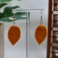 Orange and Yellow Marbled Autumn Leaf Dangle Earrings