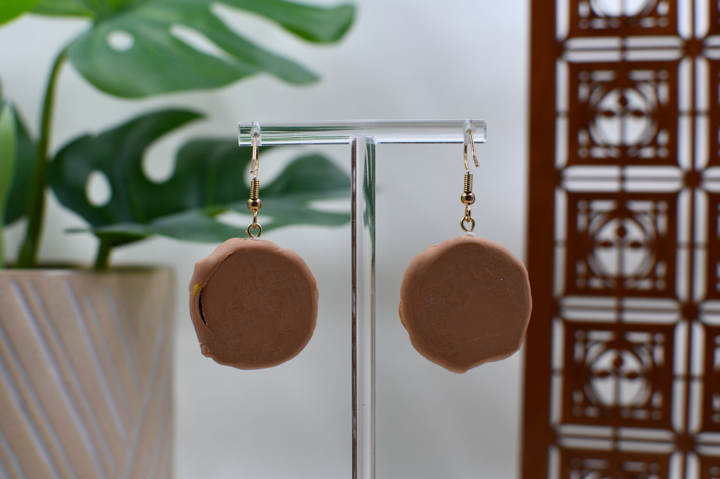 Pumpkin Pie with Whipped Cream Dangle Earrings