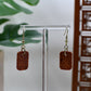 Orange Glitter Resin Rectangle Dangle Earrings