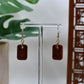 Orange Glitter Resin Rectangle Dangle Earrings