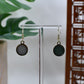 Mismatched Light & Dark Green Gold Trimmed Dangle Earrings