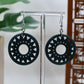 Green Wooden Wagon Wheel Dangle Earrings