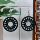 Green Wooden Wagon Wheel Dangle Earrings
