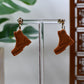 Orange Floral Embossed Fall Boots Drop Stud Earrings