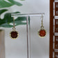 Mismatched Red & Orange Gold Trimmed Dangle Earrings