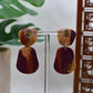 Autumn Marbled Art Deco Drop Stud Earrings