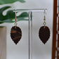 Brown Marble Autumn Leaf Dangle Earrings