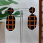Brown Era Orange and Black Plaid Oval Drop Stud Earrings