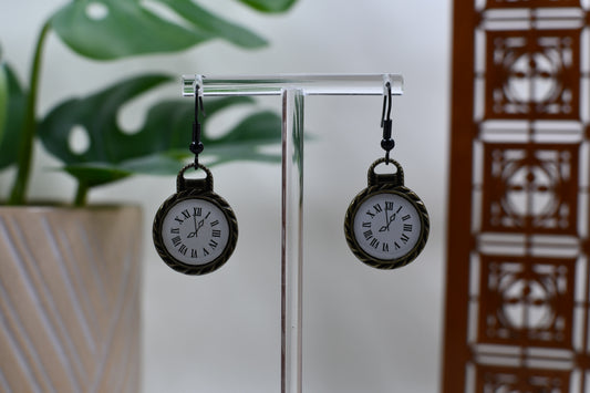Blue Era It's a Clock Dangle Earrings