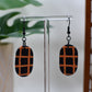 Brown Era Black & Orange Plaid Oval Dangle Earrings