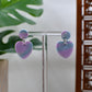 Pink Era Blue/Pink Marble Heart Drop Stud Earrings