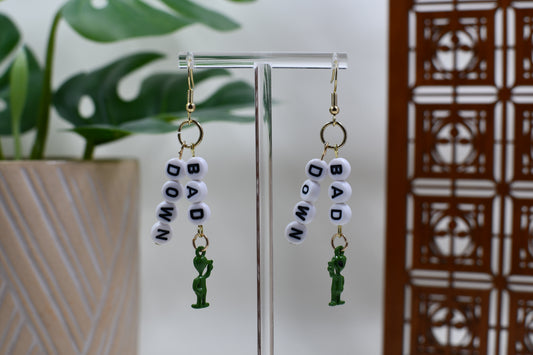 White Era Down Bad Bracelet Earrings with Green Alien