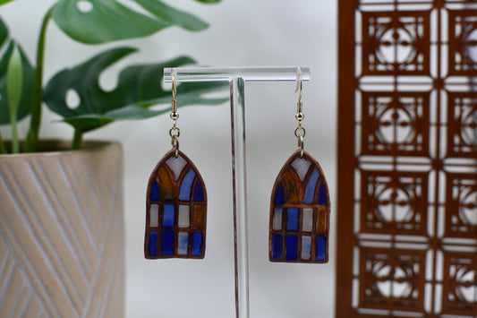 Blue Era Stained Glass Windows Dangle Earrings