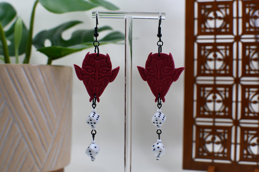 Pink Era Devils Roll the Dice Dangle Earrings