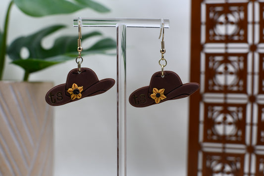 Green Era Western Cowboy Hat with Sunflower and TS Dangle Earrings