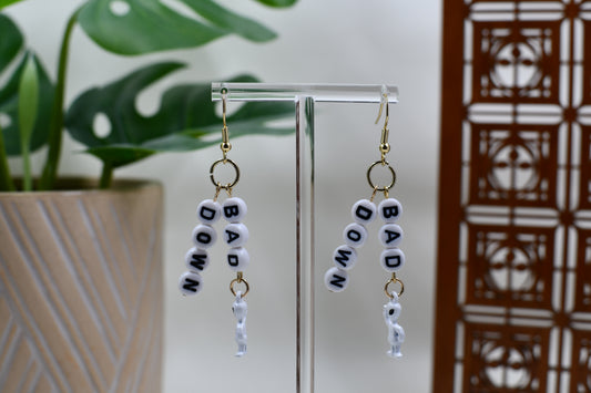 White Era Down Bad White Alien Friendship Bracelet Dangle Earrings