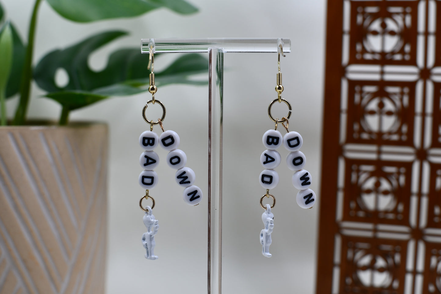 White Era Down Bad White Alien Friendship Bracelet Dangle Earrings