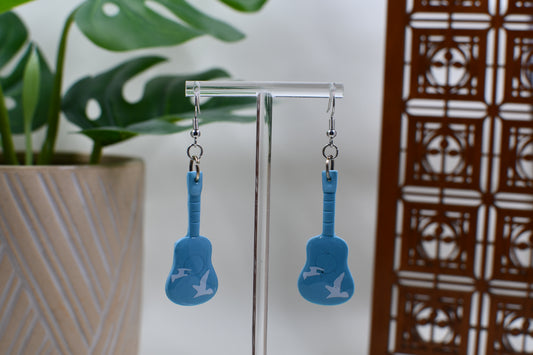 Light Blue Era Seagull Guitar Dangle Earrings
