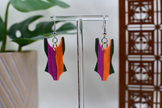 Blue Era Hero Striped Bodysuit Dangle Earrings