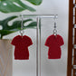 Red 87 Football Dangle Earrings