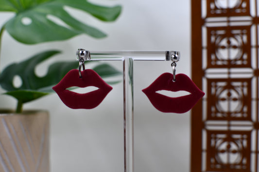 Light Blue Era Cherry Lips Drop Stud Earrings