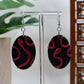 Black Era Glittery Red Snake Oval Dangle Earrings