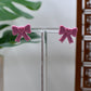Pink Era Bow Stud Earrings with Pink Heart