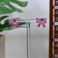 Pink Era Bow Stud Earrings with Pink Heart