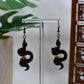 Black Era Snakes with Gold Roses Dangle Earrings