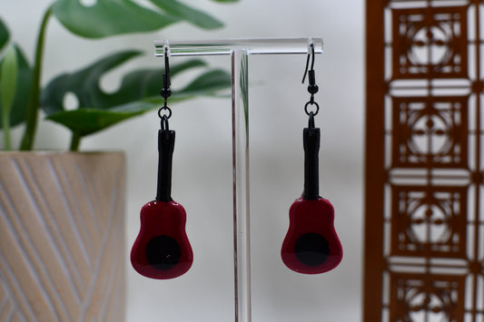 Red Era Guitar Dangle Earrings