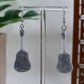 Yellow Era White/Silver Sparkle Guitar Dangle Earrings